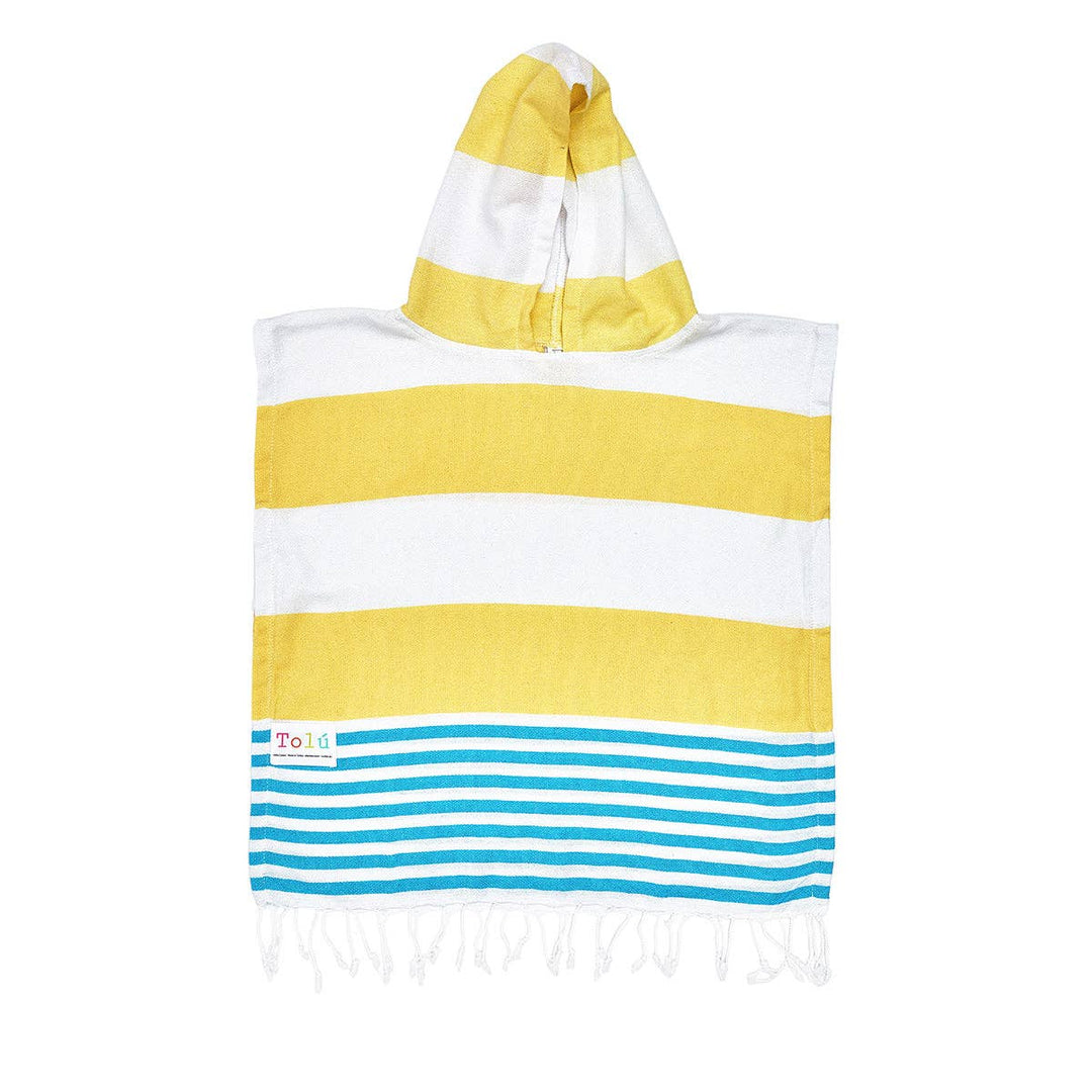 Yellow and Blue Kids Hooded Beach Towel