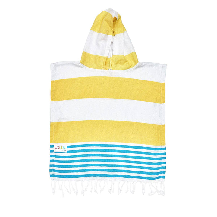 Yellow and Blue Kids Hooded Beach Towel