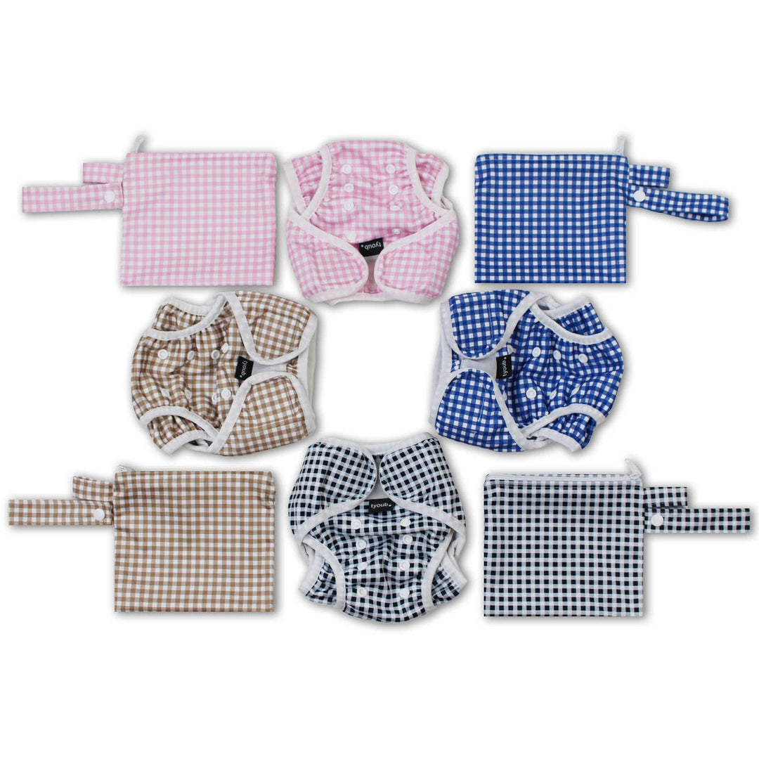 Adjustable Reusable Swim Diaper and Wet Bag Blue Check
