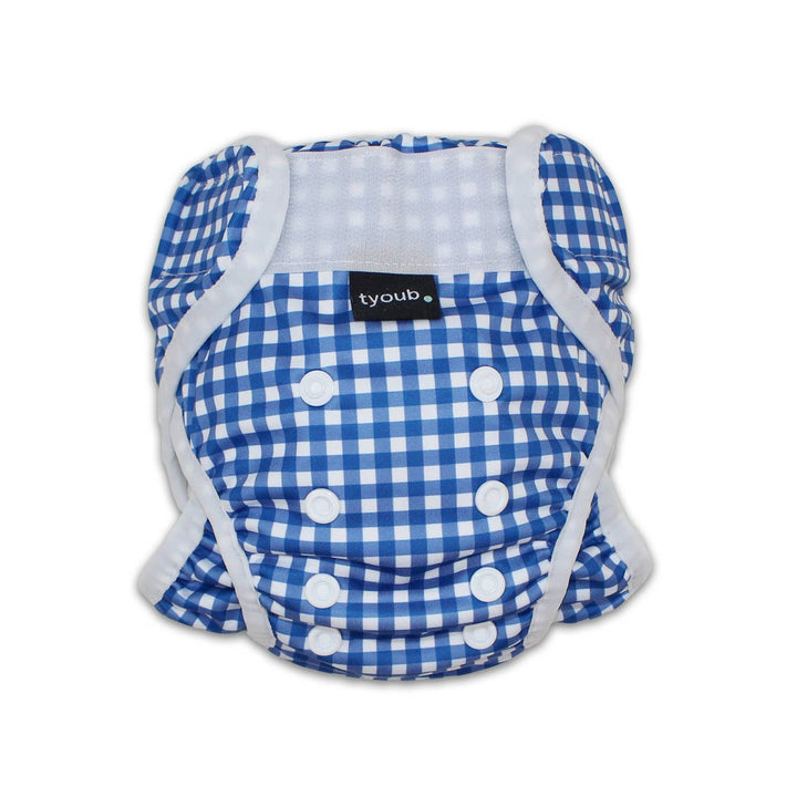 Adjustable Reusable Swim Diaper and Wet Bag Blue Check