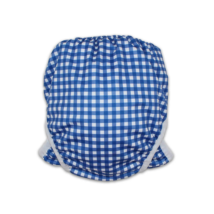Adjustable Reusable Swim Diaper and Wet Bag Blue Check