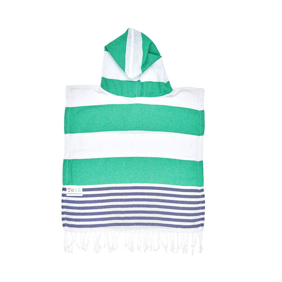 Green and Blue Kids Hooded Beach Towel