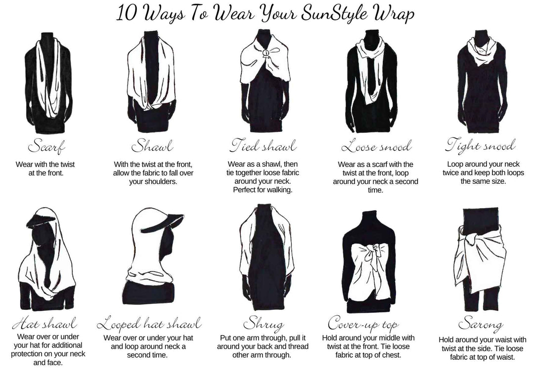 Sun Wrap UPF50+, Black: S/M (size 6-14)