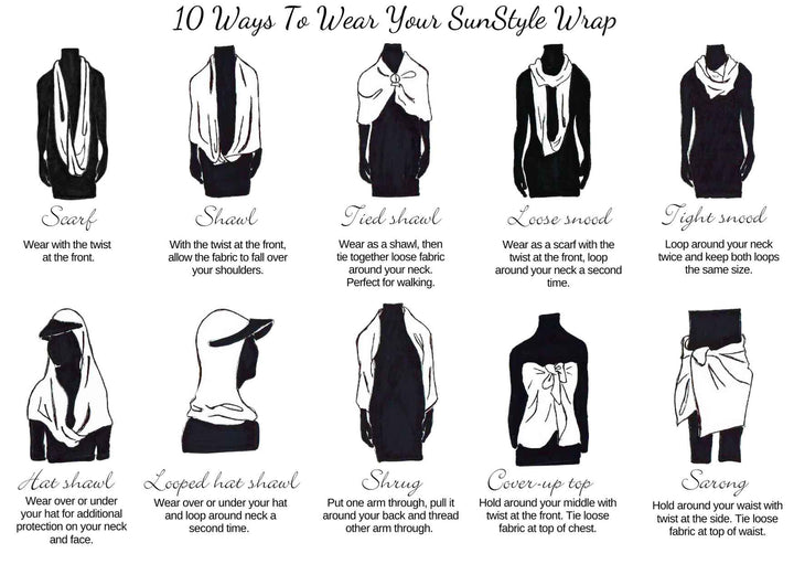 Sun Wrap UPF50+, Black: S/M (size 6-14)