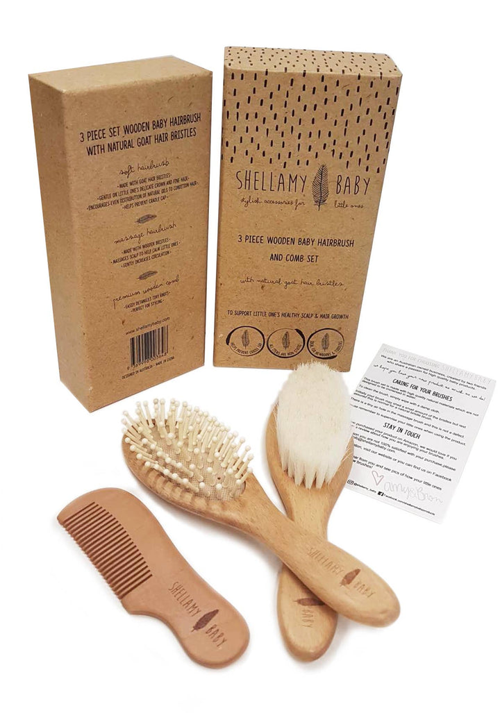 Wooden Baby Hairbrush Set