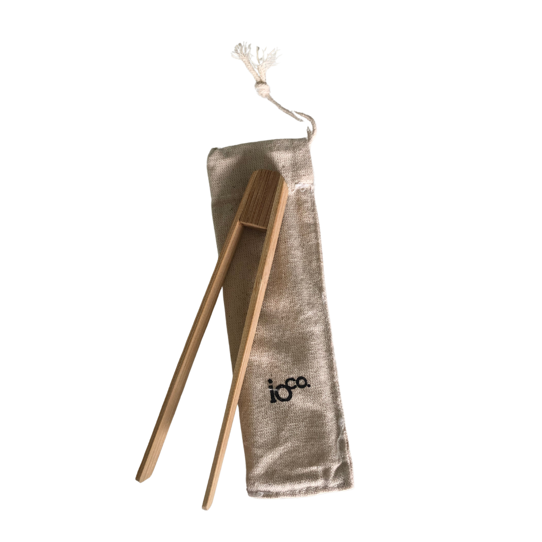 Bamboo Toaster Tongs with Cotton Pouch