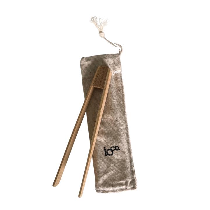 Bamboo Toaster Tongs with Cotton Pouch