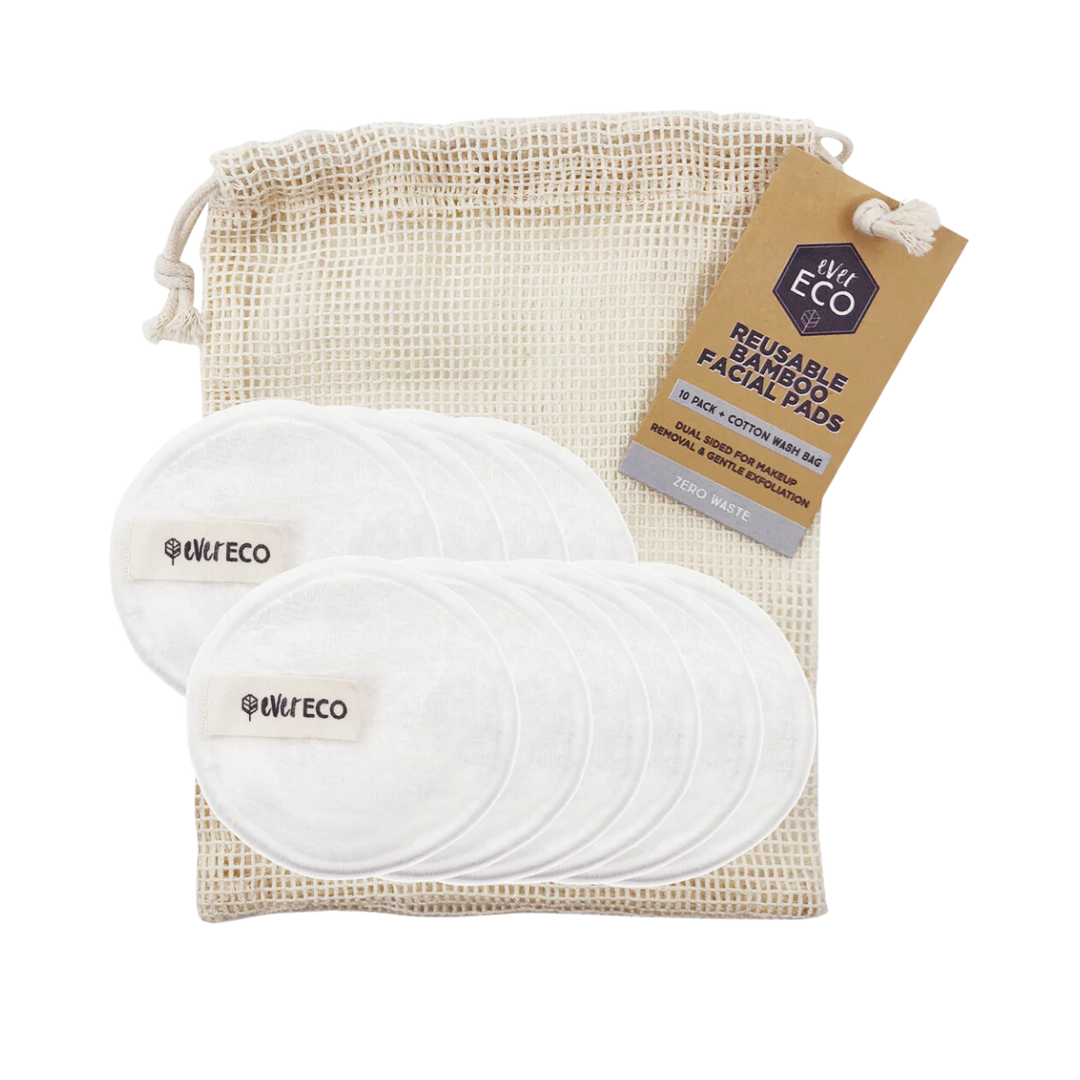 Reusable Bamboo Facial Pads - 10 Pack with Wash Bag