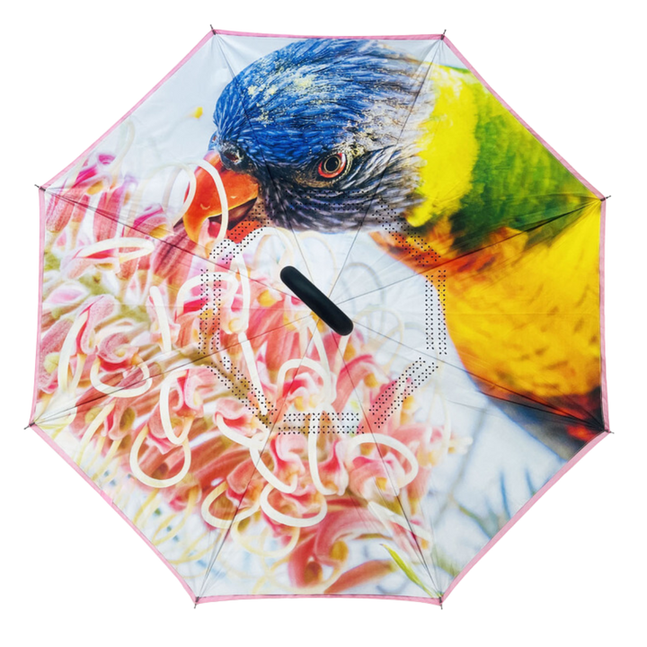 Reverse Umbrella with Sun Safe UPF50 - Rainbow Lorikeet