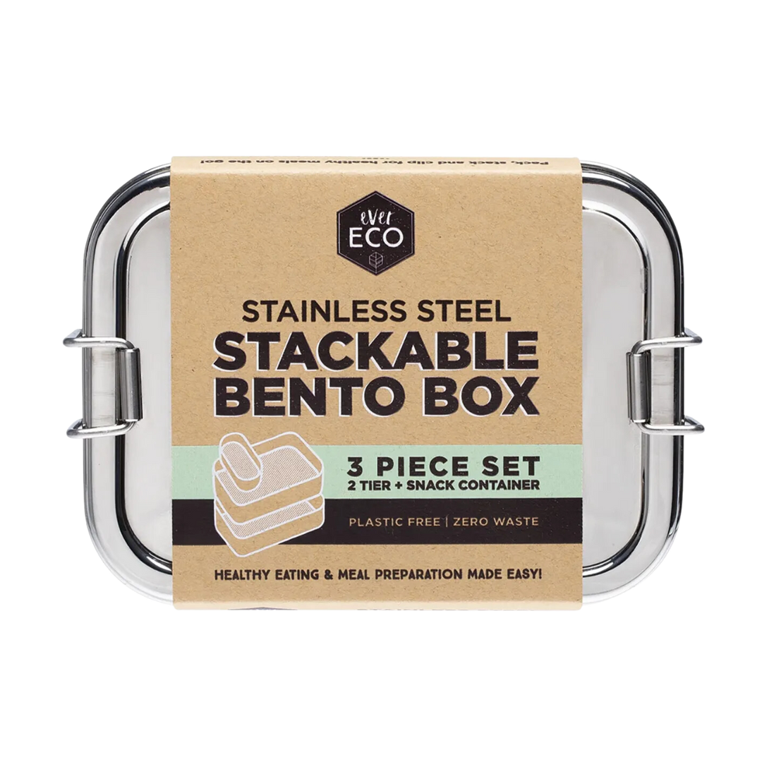 Stainless Steel Stackable Large Stackable Bento Box (3 piece) - 1200ml