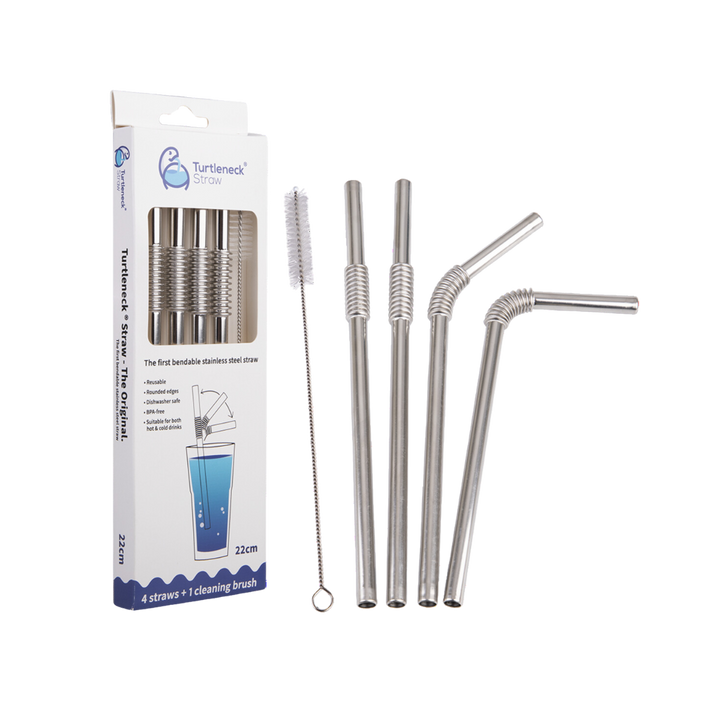 Turtleneck Straws- 4 pack with cleaning brush