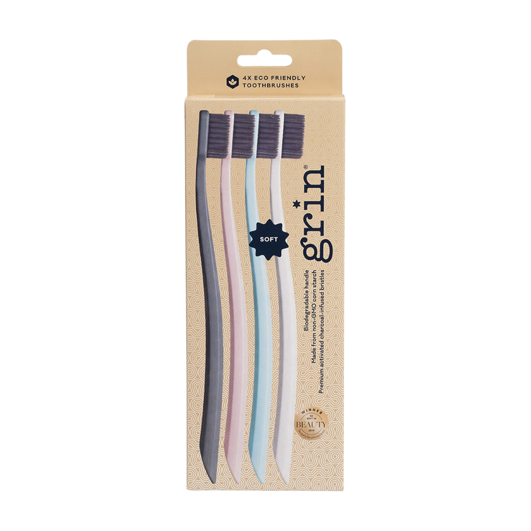 Eco Friendly Toothbrushes - Soft Bristle - 4 pack