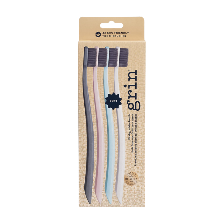 Eco Friendly Toothbrushes - Soft Bristle - 4 pack