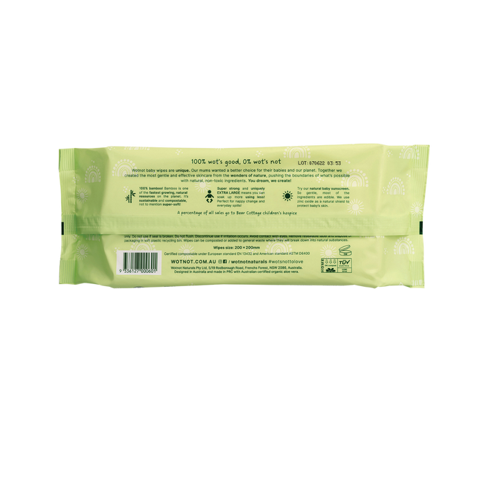 Natural Baby Wipes - Alcohol Free Biodegradable - 70 pk