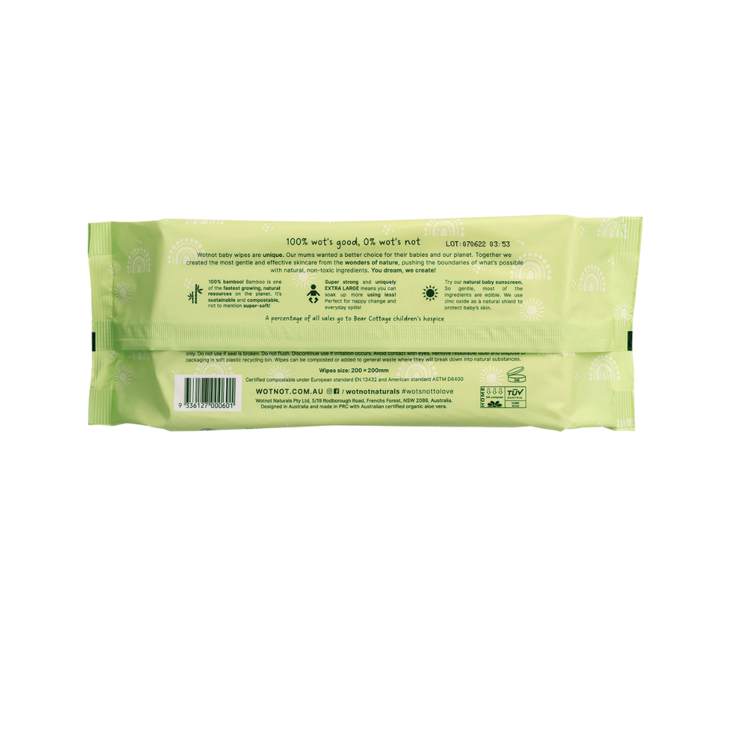 Natural Baby Wipes - Alcohol Free Biodegradable - 70 pk