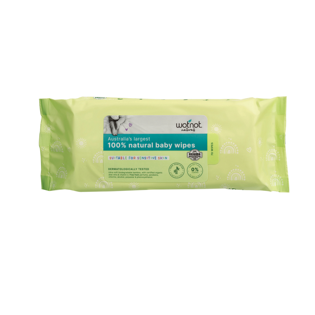 Natural Baby Wipes - Alcohol Free Biodegradable - 70 pk