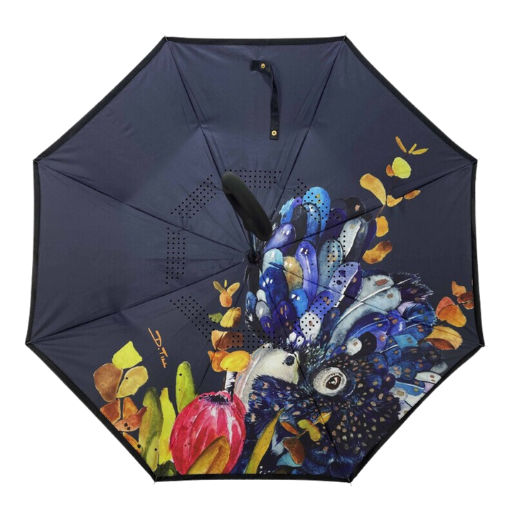 Reverse Umbrella with Sun Safe UPF50 - Red-Tailed-Black-Cockatoo