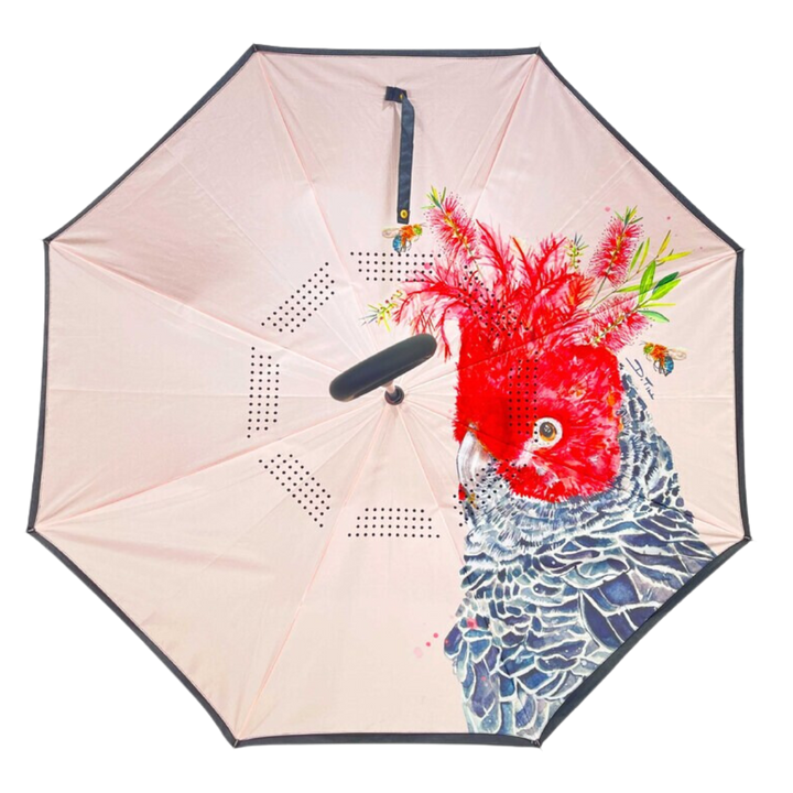 Reverse Umbrella with Sun Safe UPF50 - Gang-Gang Cockatoo