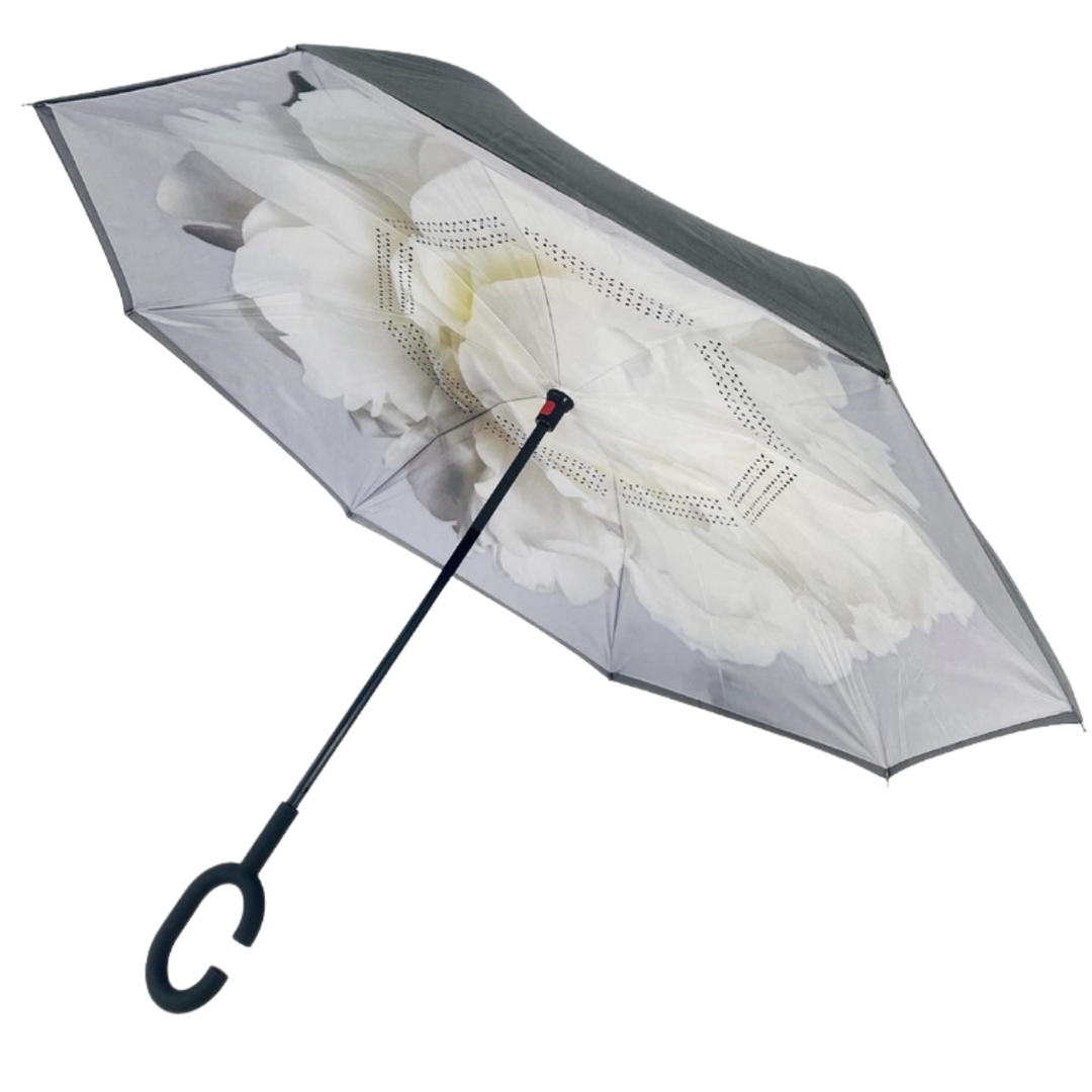 Reverse Umbrella with Sun Safe UPF50 - White Peonies