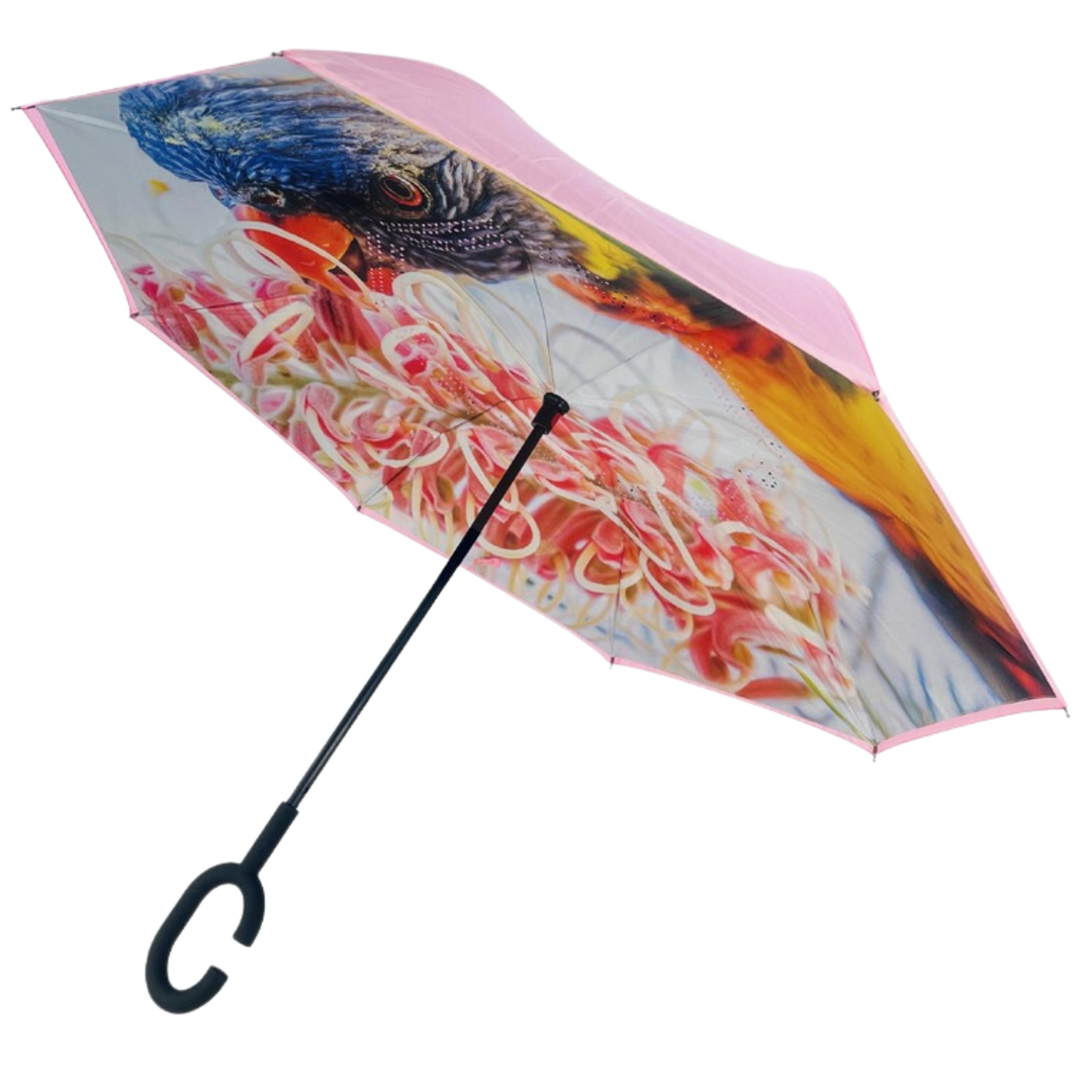 Reverse Umbrella with Sun Safe UPF50 - Rainbow Lorikeet