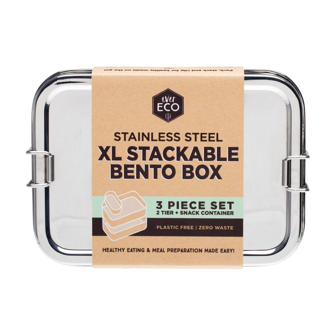 Stainless Steel Stackable XL Bento Box (3 piece) - 1900ml